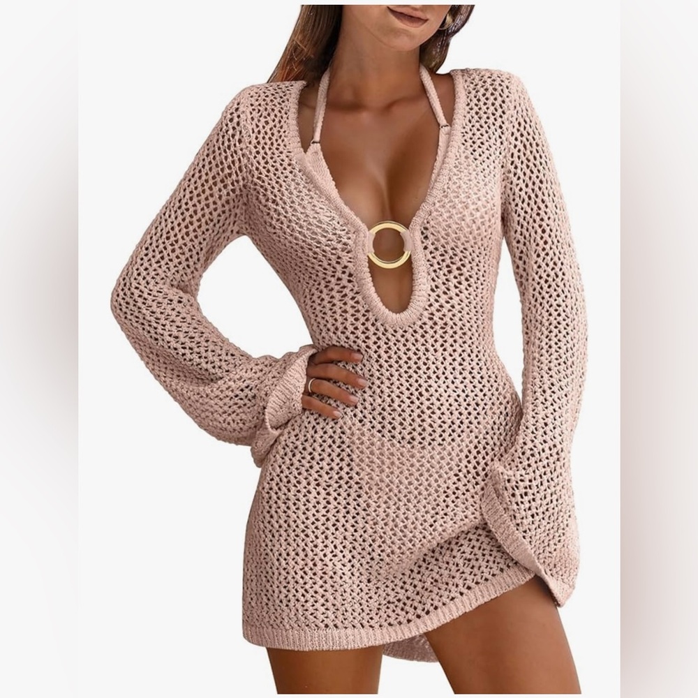 Chic Blush Crochet Swim Cover-Up